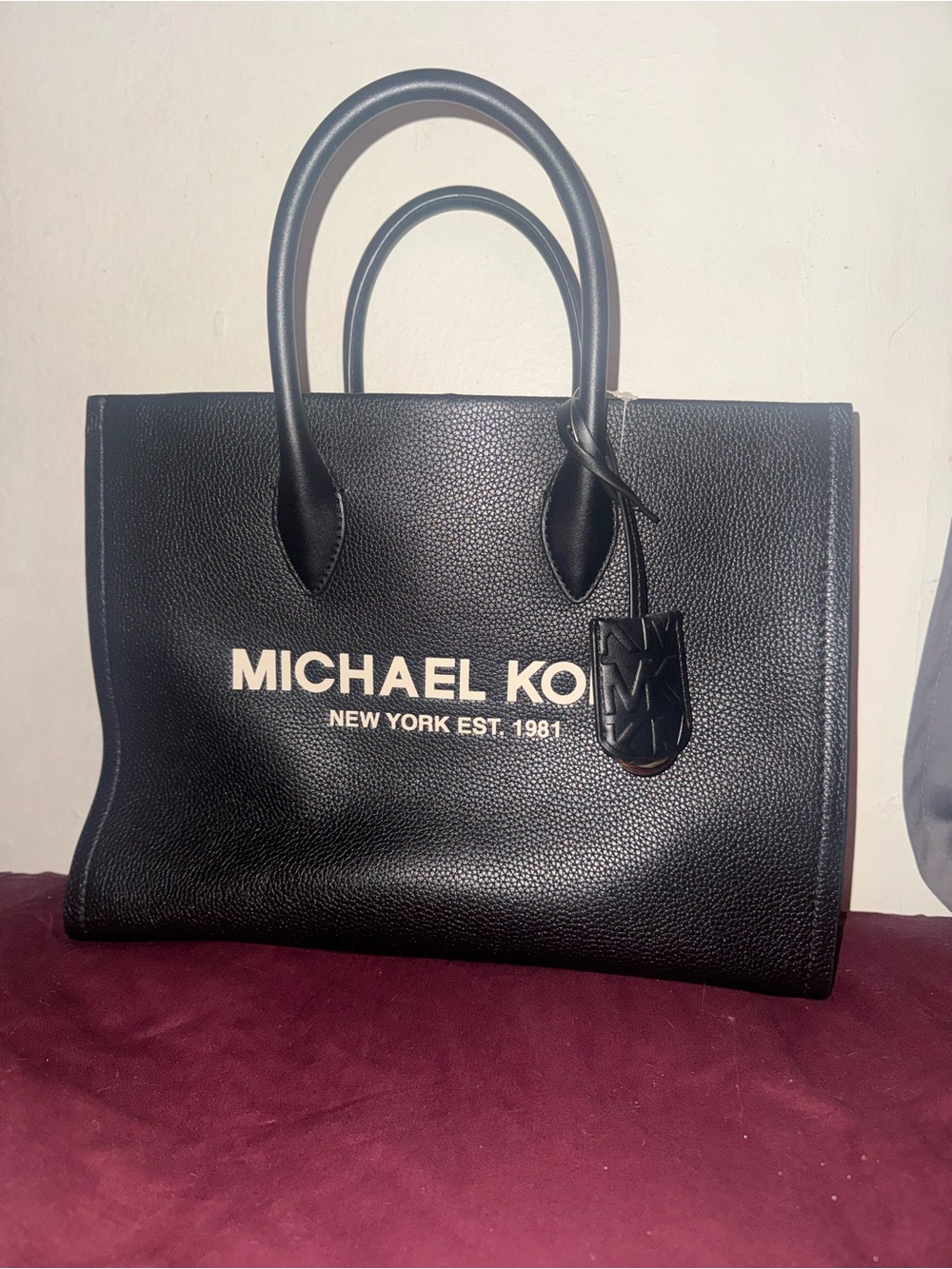 Michael Kors Black Pebbled Leather Logo Tote